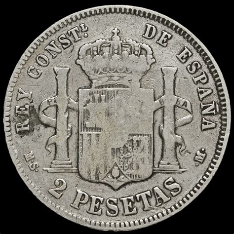 2 pesetas 1882|2 Pesetas 1882 MSM .